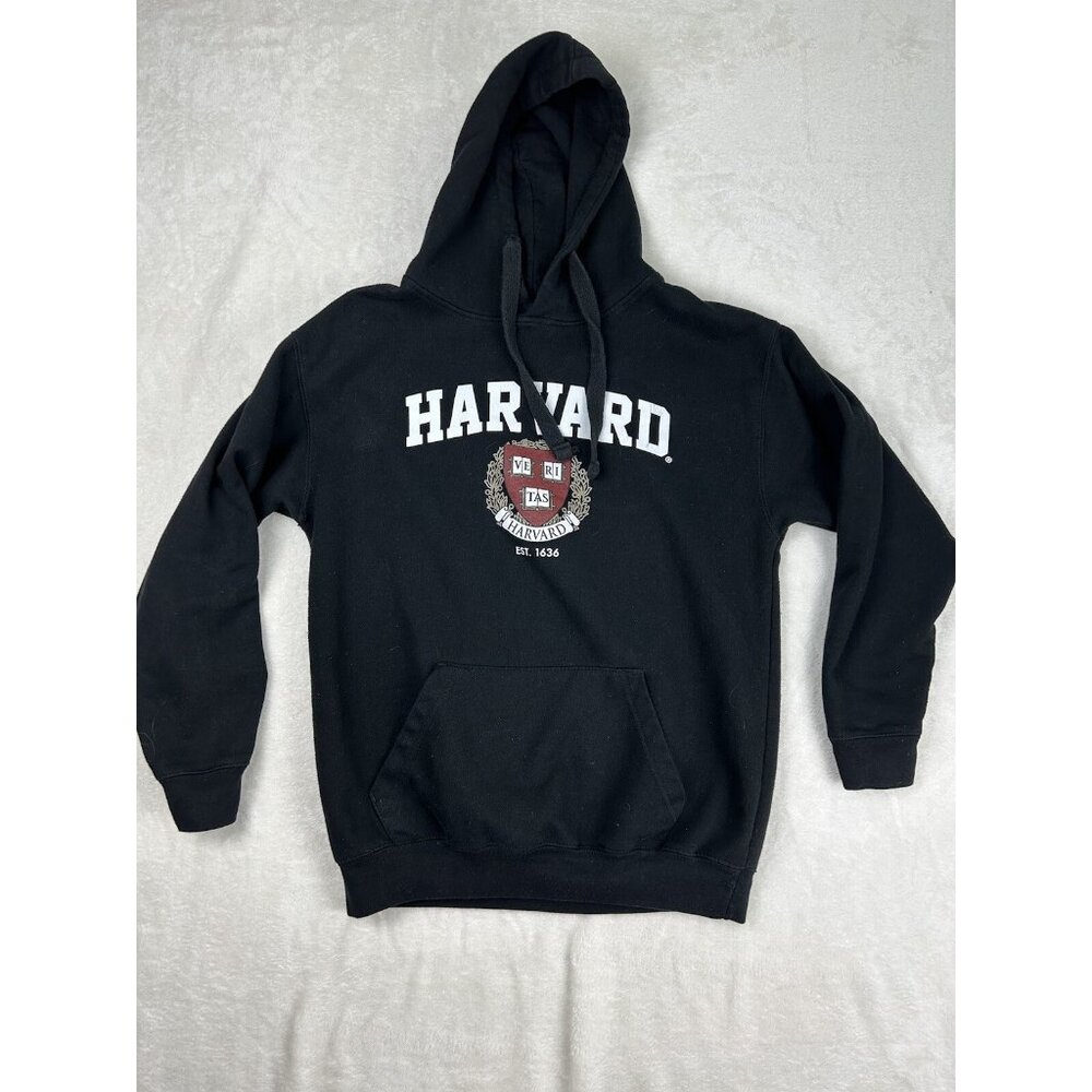 Harvard Hoodie Black Size Small Pullover Hooded Sweater Sweatshirt Small Flaw